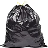 Sac poubelle 50 litres PEBD avec lien coulissant - Sac poubelle professionnel - Noir - Rouleau de 25