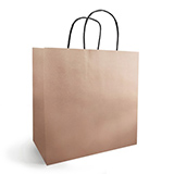 Sac kraft rose cuivré à poignées torsadées 18+8x22cm 90g/m² (x50) - Sacs kraft unis, poignées torsadées