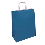Sac kraft bleu wendy à poignées torsadées 19+8x23,5cm 90g/m² (x50) - Sacs kraft unis, poignées torsadées