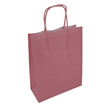 Sac kraft rose poudré à poignées torsadées 19+8x23,5cm 90g/m² (x50) - Sacs kraft unis, poignées torsadées