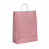 Sac kraft rose poudré à poignées torsadées 36+13x44,5cm 90g/m² (x50)