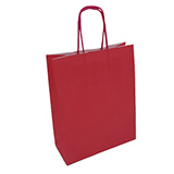 Sac kraft magenta à poignées torsadées 19+8x23,5cm 90g/m² (x50) - Sacs kraft unis, poignées torsadées