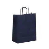 Sac kraft blue navy à poignées torsadées 24+12x31cm 90g/m² (x50)
