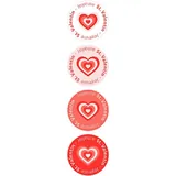 Etiquette Saint Valentin Assortiment Coeurs ø 35 mm - Sticker Saint Valentin - Rouleau de 500