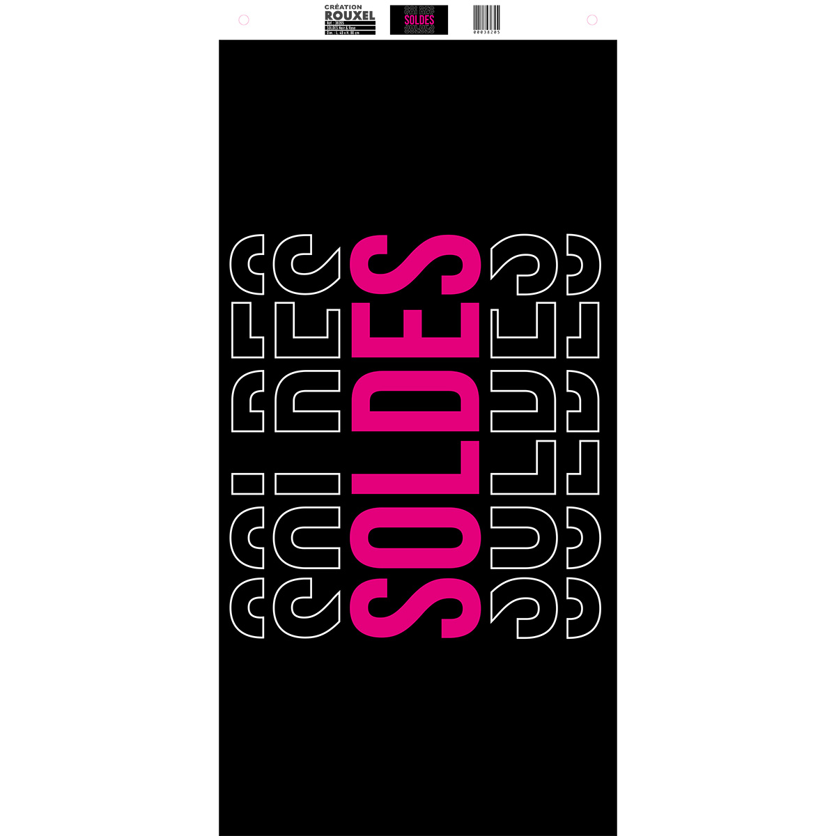 Affiche horizontale Soldes Noir et Fuchsia