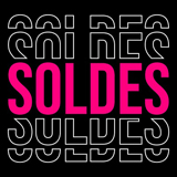Affiche Soldes magasin carrée 38 x 38 cm - Affiche promo - Noir/Fuchsia