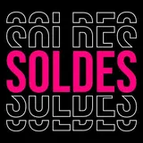 Affiche Soldes magasin carrée 38 x 38 cm - Affiche promo - Noir/Fuchsia