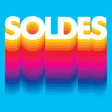 Affiche Soldes magasin carrée 38 x 38 cm - Affiche promo - Arc en ciel / Retro