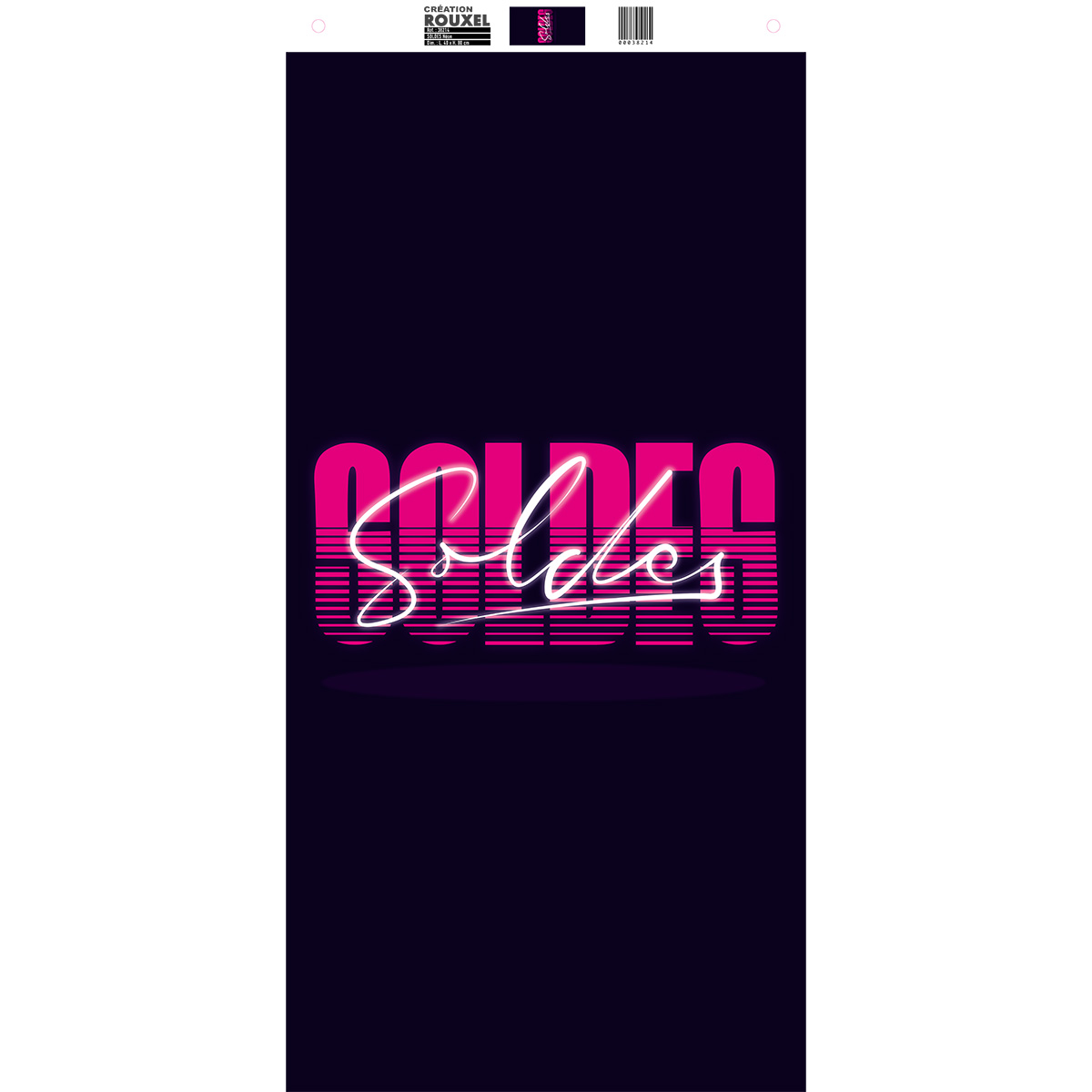 Affiche verticale Soldes Néon violet / fuchsia 40 x 80 cm