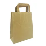 Sac kraft brun poignées plates 18 + 8 x 22 cm - Sac papier kraft - Paquet de 50