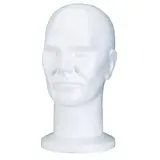 Tête mannequin homme polystyrène H 31,5 cm - Tête pour perruque, chapeau - Blanc