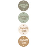Étiquettes adhésives Joyeuses Fêtes rondes assorties - Étiquettes Noël
