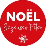 Étiquettes cadeaux adhésives rondes Noël Joyeuses Fêtes rouge/blanc ø35 mm – Paquet de 500