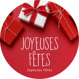 Étiquettes cadeaux adhésives rondes Joyeuses Fêtes rouge/blanc ø65 mm – Paquet de 200
