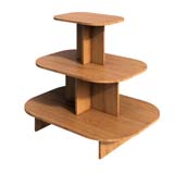 Présentoir ovale 3 niveaux - Podium de présentation chêne corbridge 120 x 90 x H 106 cm