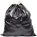 Sac poubelle 100 litres PEBD avec lien coulissant - Sac poubelle professionnel - Noir - Rouleau de 20