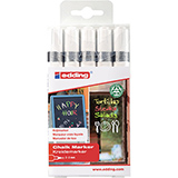 Lots de 5 marqueurs craie liquide E 4095 - blanc - pointe 2-3 mm - Marqueurs