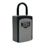 Boîte à clés sécurisée avec combinaison 4 chiffres + anse - 6 clés - Aluminium - Noir / Gris