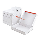 Carton d'expédition aller-retour blanc fermeture adhésive 44,5x37,9x13 cm - Boîte carton - Lot de 20