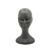 Tête de mannequin femme gris anthracite 54 cm polystyrène expansé