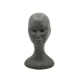 Tête de mannequin femme gris anthracite 54 cm polystyrène expansé