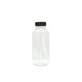Bouteille carrée en plastique PET transparent avec bouchon noir 330 ml - Bouteilles et pots cylindriques
