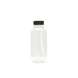 Bouteille carrée en plastique PET transparent avec bouchon noir 330 ml
