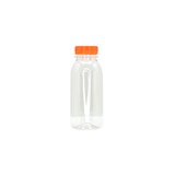 Bouteille ronde en plastique PET transparent avec bouchon orange 250 ml