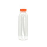 Bouteille ronde en plastique PET transparent avec bouchon orange 500 ml - Bouteilles et pots cylindriques
