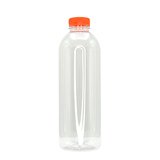 Bouteille ronde en plastique PET transparent avec bouchon orange 1000 ml