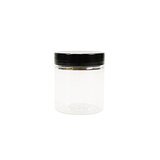 Pot PET cylindrique transparent avec couvercle vissant noir - 75 ml - carton de 616 unités