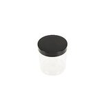 Pot PET cylindrique transparent avec couvercle vissant noir - 250 ml – carton de 135 unités - Bouteilles et pots cylindriques