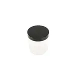 Pot PET cylindrique transparent avec couvercle vissant noir - 250 ml - carton de 135 unités