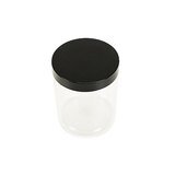 Pot PET cylindrique transparent avec couvercle vissant noir - 300 ml - carton de 212 unités