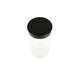 Pot PET cylindrique transparent avec couvercle vissant noir - 500 ml – carton de 135 unités - Bouteilles et pots cylindriques