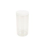 Pot PET cylindrique transparent avec couvercle vissant blanc - 500 ml – carton de 135 unités - Bouteilles et pots cylindriques