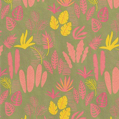 Papier cadeau Éxotique kraft brun 70 cm x 50 m, brun / vert / jaune, 60g/m² - Papiers cadeaux à motifs