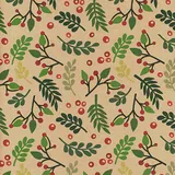 Papier cadeau kraft brun houx vert/rouge 70 cm x 50 m 60 g/m² – le rouleau