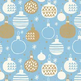 Papier cadeau kraft blanc boules de Noël bleu/or 70 cm x 25 m 60 g/m² – le rouleau