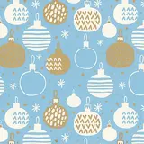 Papier cadeau kraft blanc boules de Noël bleu/or 70 cm x 25 m 60 g/m² – le rouleau