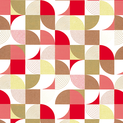 Papier cadeau patchwork seventies 70 cm x25 m 65g/m², brun / rouge / or / blanc