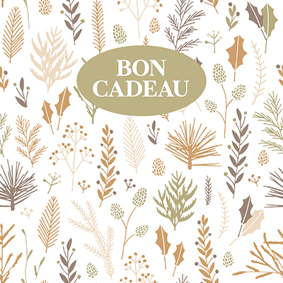 Bon cadeau esprit forêt vert/brun 12x12cm + enveloppe adhésive – Paquet de 12