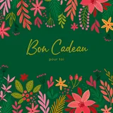 Bon cadeau esprit fleuri vert/rose 12x12cm + enveloppe adhésive – Paquet de 12