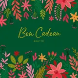 Bon cadeau esprit fleuri vert/rose 12x12cm + enveloppe adhésive – Paquet de 12