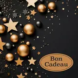 Bon cadeau noir étoiles cuivre 12x12cm + enveloppe adhésive – Paquet de 12