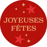 Étiquettes cadeaux adhésives rondes Joyeuses Fêtes rouge/or ø35 mm – Paquet de 500