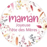 Étiquettes Fête des mères, étiquettes cadeaux Joyeuse fête des mères florales ø 35 mm