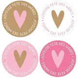 Etiquettes cadeaux Fête des Mères ø 35 mm, assortiment brun / rose / blanc - Boîte de 500