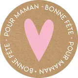 Étiquettes Fête des mères, étiquettes cadeaux Bonne Fête pour Maman ø 65 mm brun / rose