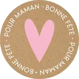 Étiquettes Fête des mères, étiquettes cadeaux Bonne Fête pour Maman ø 65 mm brun / rose